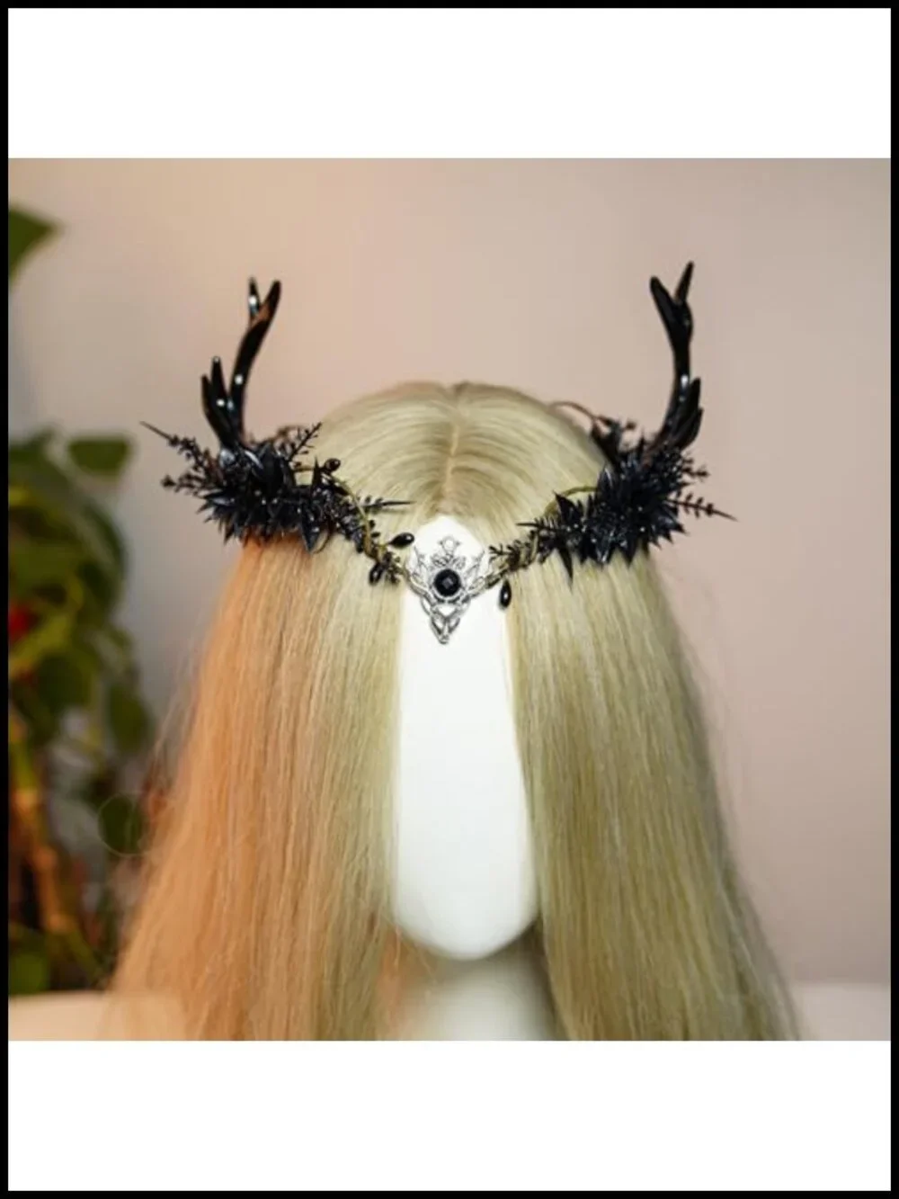 Gothic Black Antler Crown Dark Elf Headpiece Adjustable Fantasy Costume